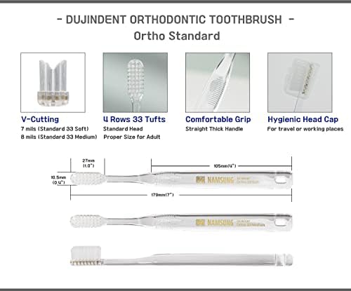 מברשת שיניים אורתודונטית של Dujindent לפלטה [6 חבילות] V חיתוך חיתוך דופונט ארהב בריסטס מברשת שיניים לסוגריים ולניקוי חוטים